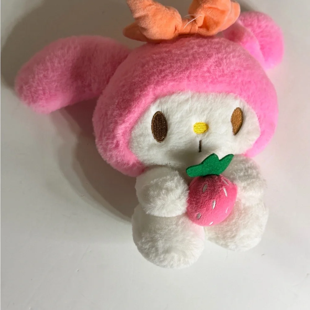 My Melody Style Pink Plush Bunny Holding Strawberry -‎ Cute Soft Toy